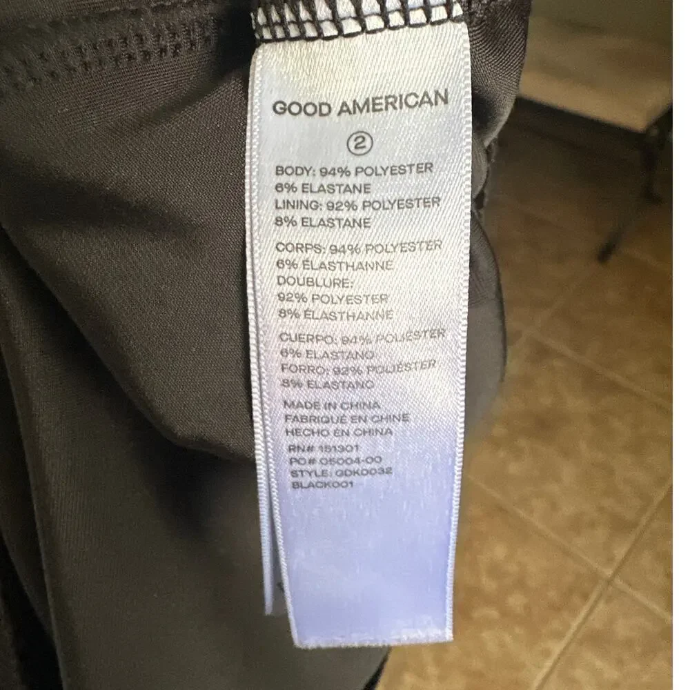 Good American Black Velvet Midi Dress Ribbed Size 2 -‎ Medium